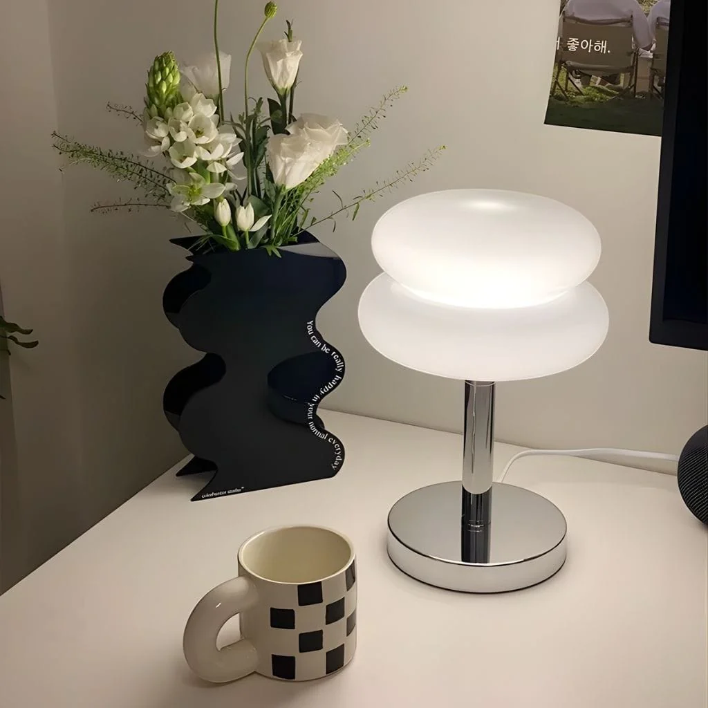 Bauhaus White Glass Table Lamp - Image 2