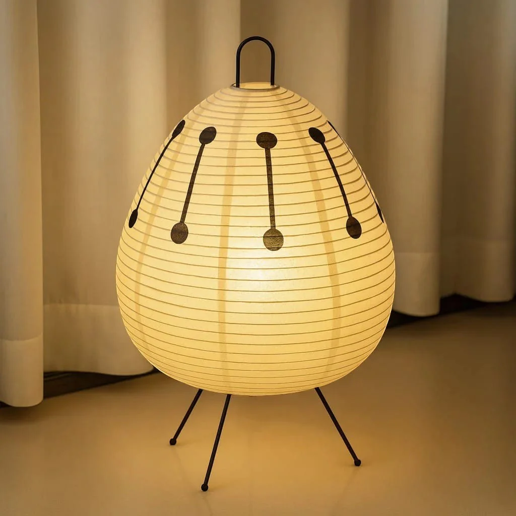 Japandi Rice Paper Tripod Floor Lamp - Image 3