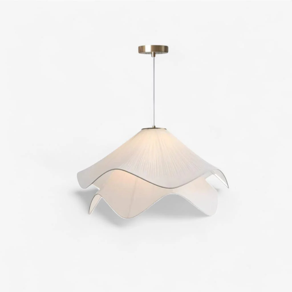 White Fabric Petal Pendant Light - Image 11